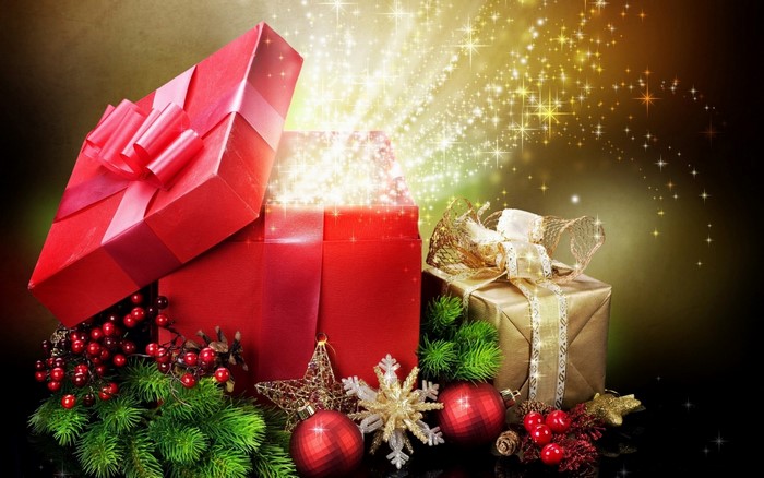 Christmas Gifts with Sparkles and Ornaments