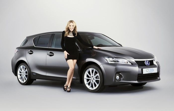 Kylie Minogue with Lexus CT 200h car