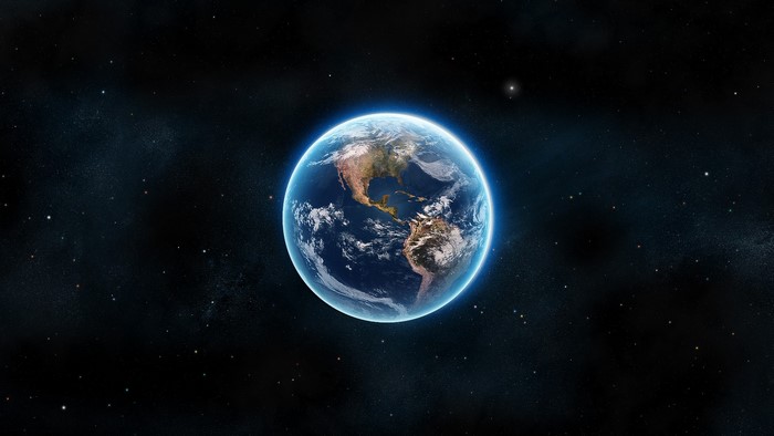 Earth from space with stars