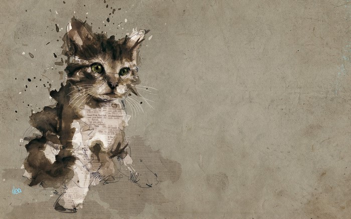 Watercolor painting of a tabby kitten