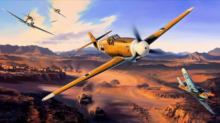 WWII Desert Air Battle Painting