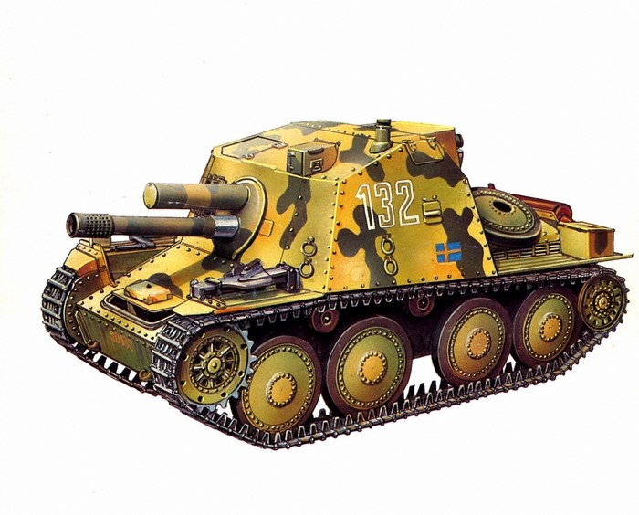 Painting of a Swedish tank destroyer
