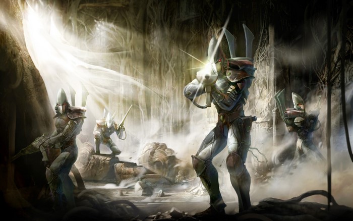 Warhammer 40,000 Eldar soldiers in combat