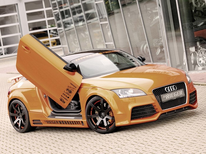 Orange Audi TT RS with butterfly doors by Rieger