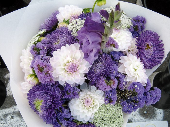 Purple and white flower bouquet