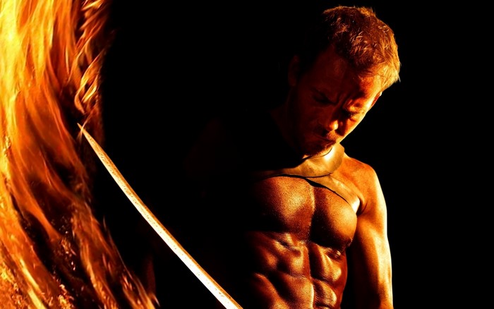 Man with sword and fire from Immortals