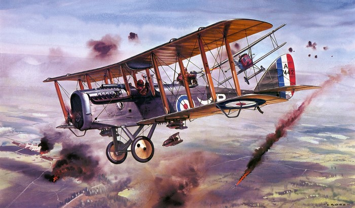 Airco DH4 Biplane in Combat