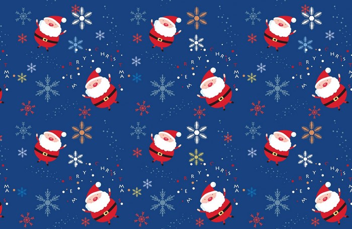 Christmas pattern with Santa Claus and snowflakes