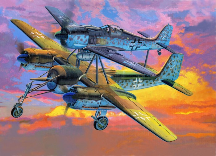 Fw-190 Mistel airplanes in flight