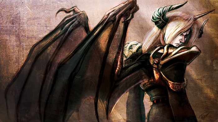 Demon with large wings and horns