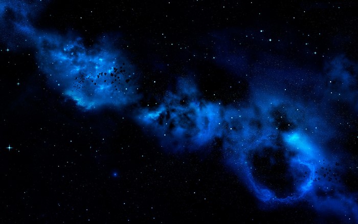 Blue nebula and stars in deep space