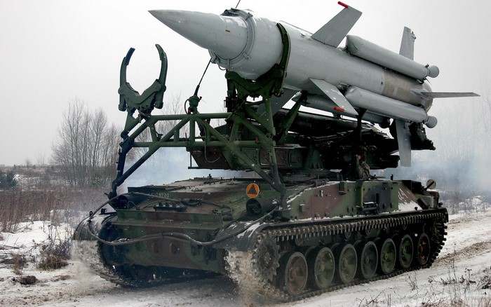 Mobile missile launcher in a snowy landscape