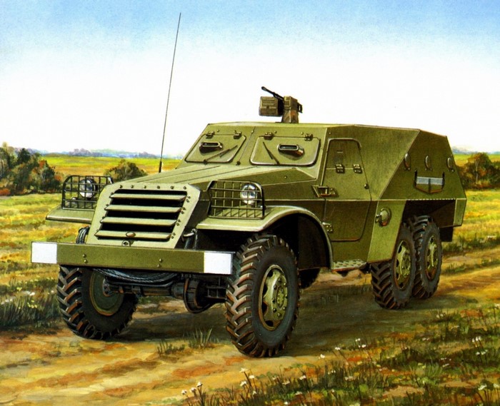 Green armored vehicle with machine gun