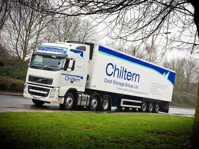 Chiltern Volvo refrigerated truck on road