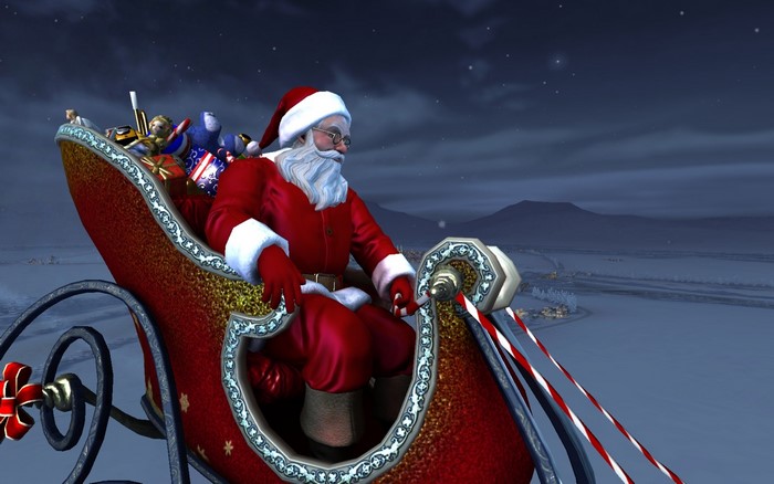 Santa Claus in a Sleigh with Gifts