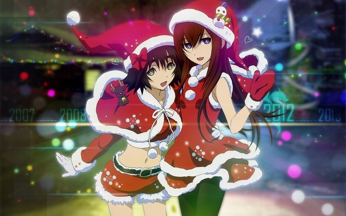 Kurisu Makise and Kurumi Tokisaki in Christmas Outfits