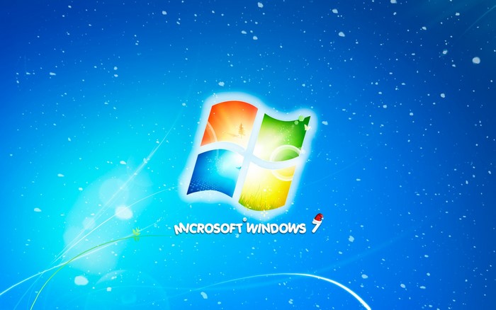 Microsoft Windows 7 logo with snow