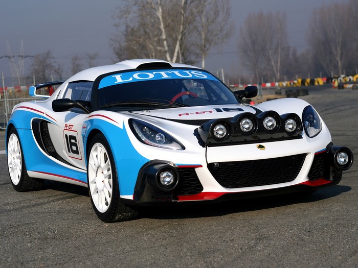 Lotus R-GT rally car with racing decals