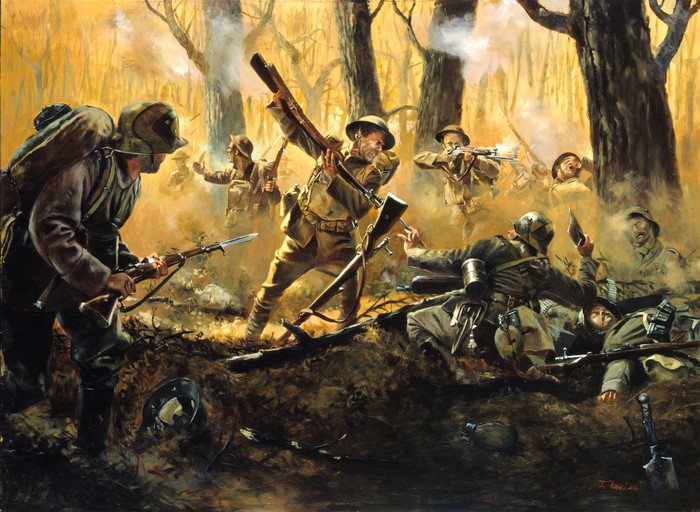 Battle in a Forest with Soldiers