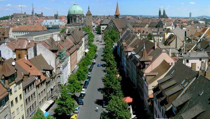 Nuremberg, Germany street view with historic buildings