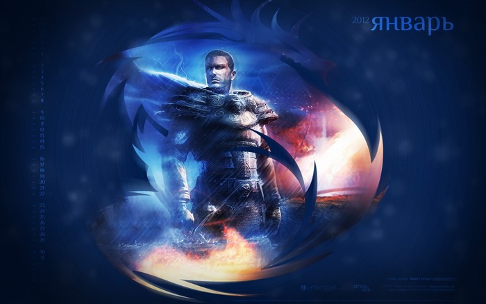 Man in armor with dragon and lightning