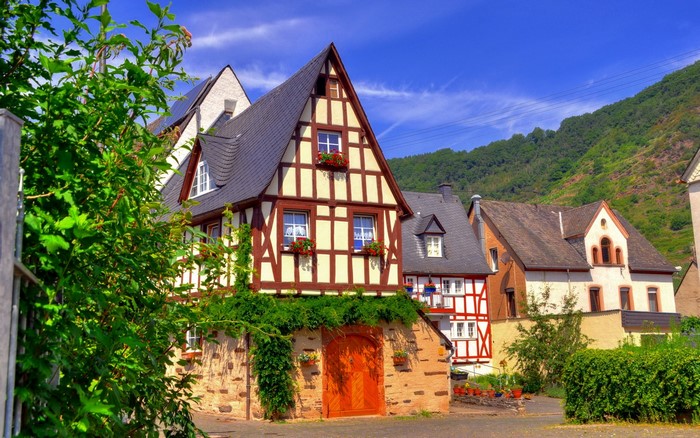 Half-timbered houses in a German village