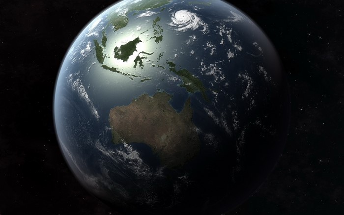 Earth from space showing Australia and Southeast Asia