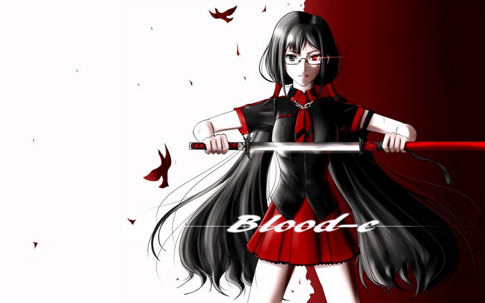Saya Kisaragi from Blood-C holding a sword