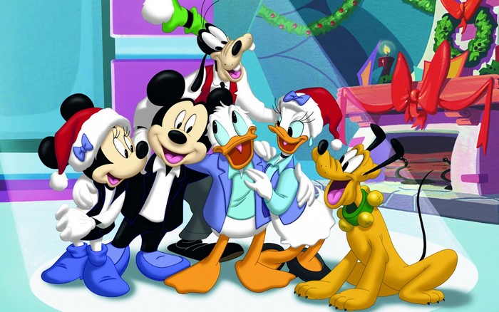Disney Characters Celebrating Christmas