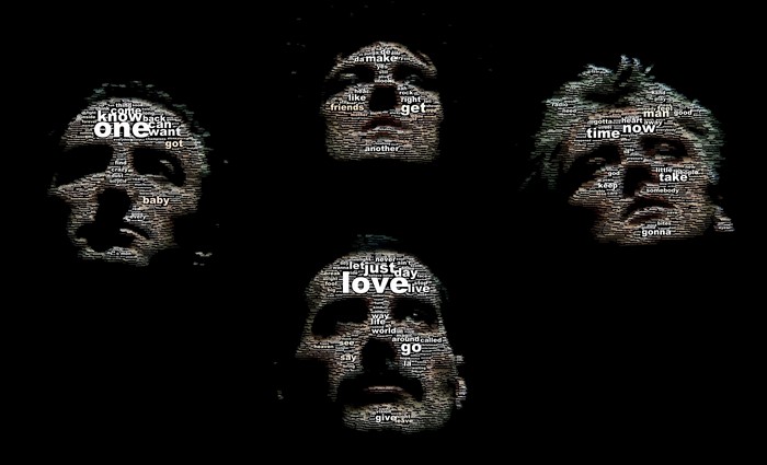 Queen faces made of lyrics