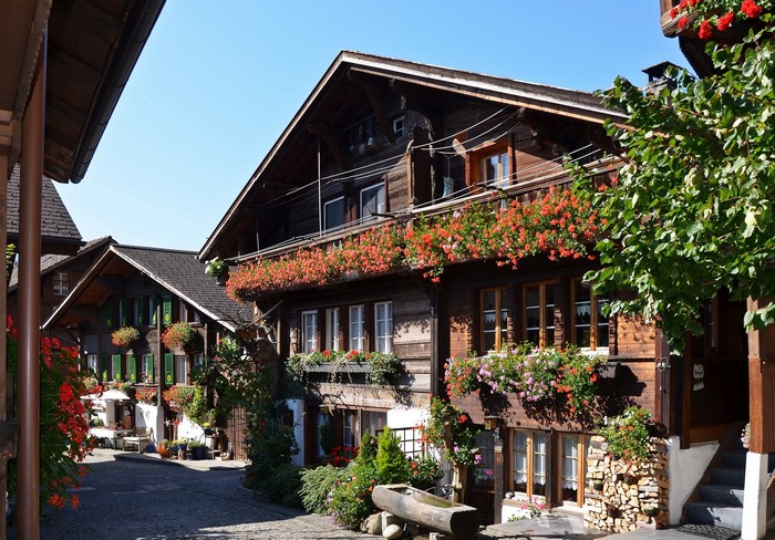 Traditional wooden houses in Brienz, Switzerland