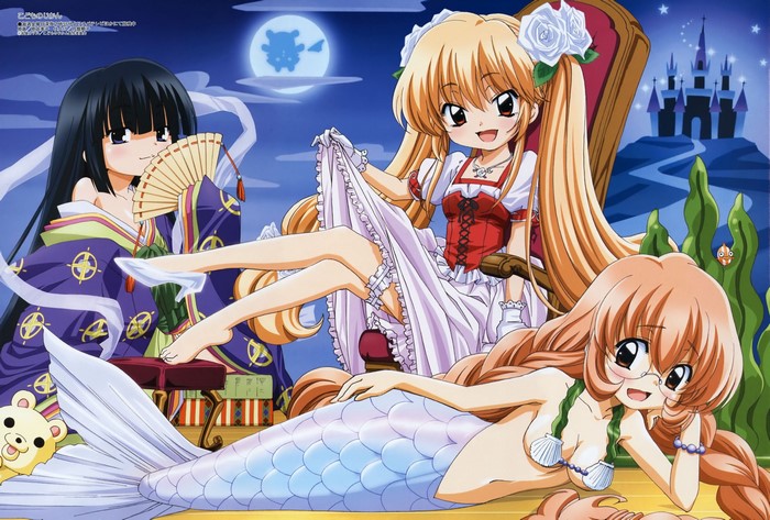 Kodomo no Jikan: Three girls with mermaid tails and a castle