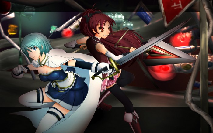 Sayaka Miki and Kyoko Sakura from Puella Magi Madoka Magica