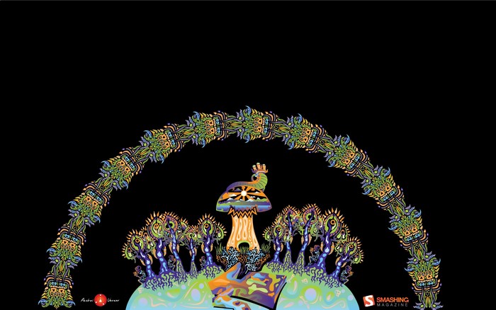 Psychedelic Mushroom Forest with Archway