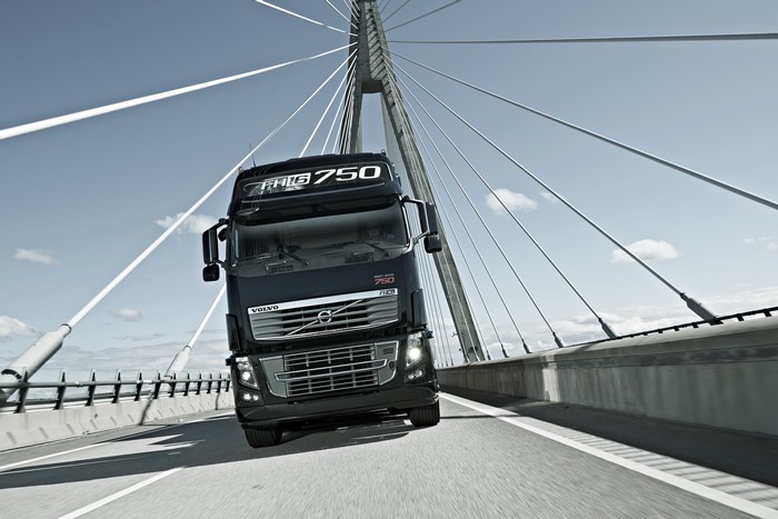 Volvo FH16 750 Truck on a Cable-Stayed Bridge