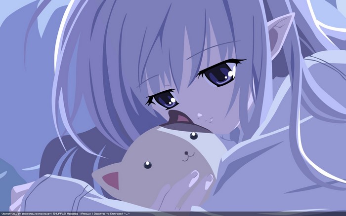Rin Natsuya from Shuffle! holding a stuffed cat