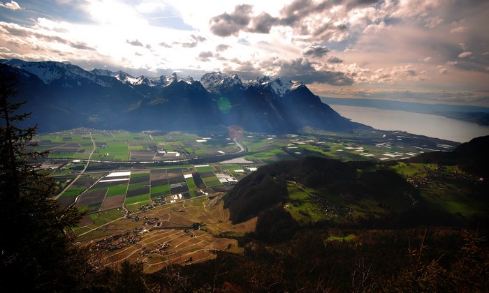 Valley and Mountains in Switzerland
