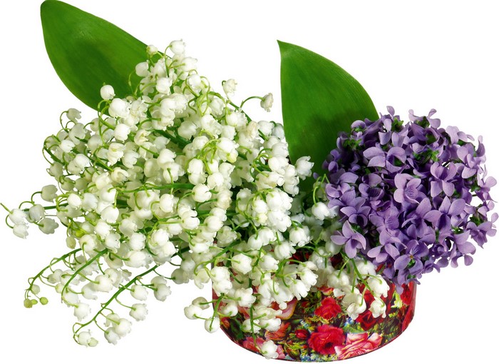 Bouquet of Lilies of the Valley and Violets