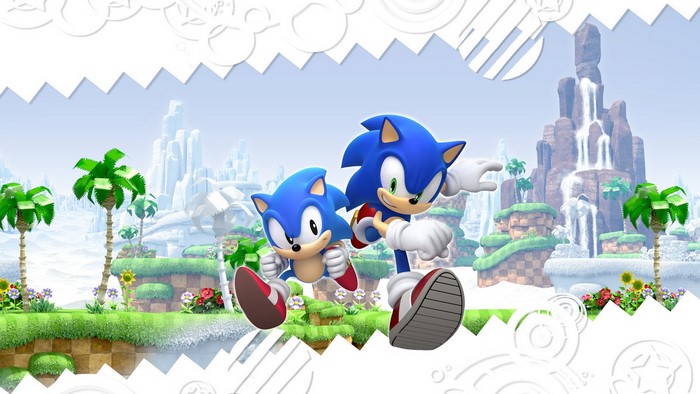 Sonic the Hedgehog and Classic Sonic in Green Hill Zone