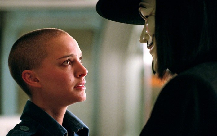 Evey Hammond and V from V for Vendetta