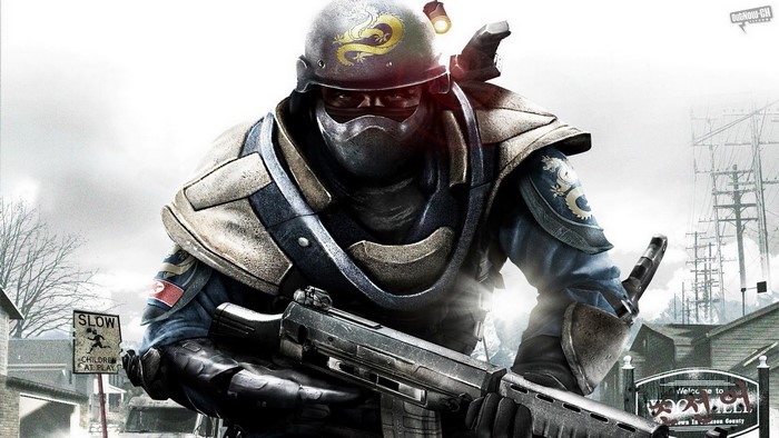 Soldier from Homefront holding a rifle