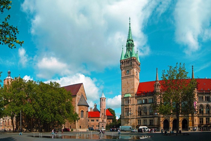 Town Hall Tower and Church in Germany