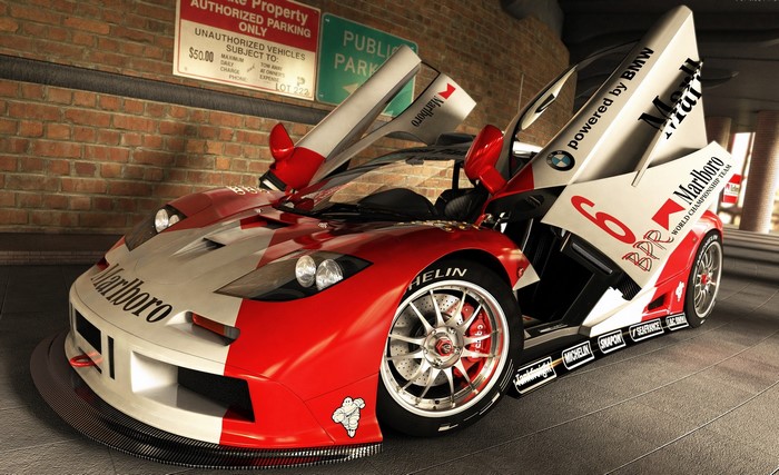 Marlboro BMW race car with butterfly doors