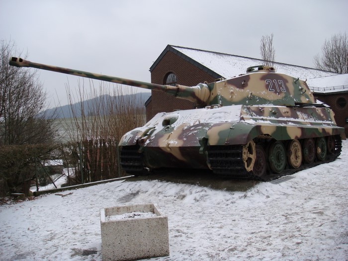 Tiger II tank with camouflage in the snow