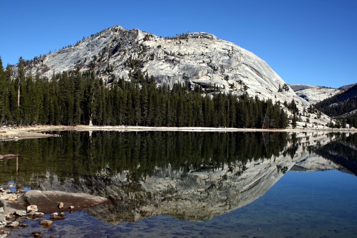 Mountain reflected in a lake in Yosemite National Park