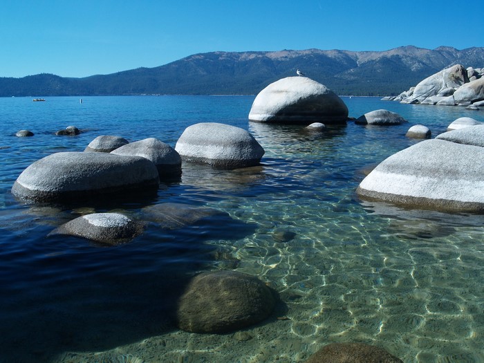 Lake Tahoe and Sand Harbor with Mountains