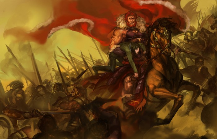 Rider and Waver Velvet in battle