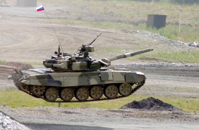 Russian tank performing a jump