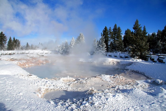 Fountain Paint Pots in Yellowstone National Park during winter