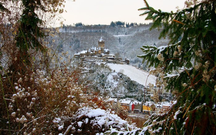 Cochem Castle in Germany during winter